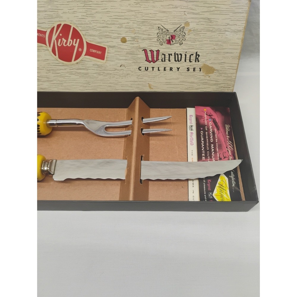 Vtg Regent Sheffield Warwick Cutlery Set Carving Knife & Fork Kirby Company Gift - Picture 5 of 6